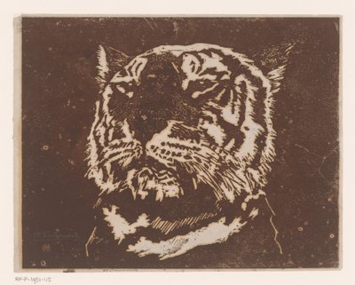 老虎 作者 Henri Charles Guérard（艺术家签名）