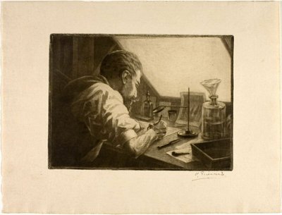 准备蚀刻的自画像 作者 Henri Charles Guérard