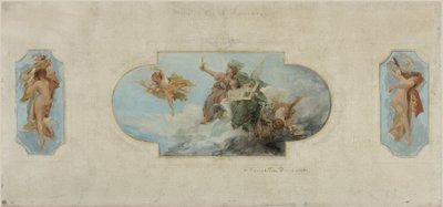 阿斯尼耶市政厅草图：Allégorie des Arts (Salle des fêtes ceiling)，1900 年至 1903 年（铅笔、布面油画） 作者 亨利·库塞勒·杜蒙