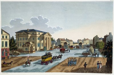 圣丹尼斯街（Barrière St Denis）的景象--载于库瓦西耶的《约1810年的巴黎风光：巴黎的壁垒》。 作者 亨利·库沃西耶·沃辛（Henri Courvoisier-Voisin）