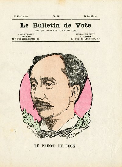 Ballot第二辑，彩色讽刺画。莱昂王子--亨利-德马雷（1846-1888）的插图 作者 亨利·迪马雷