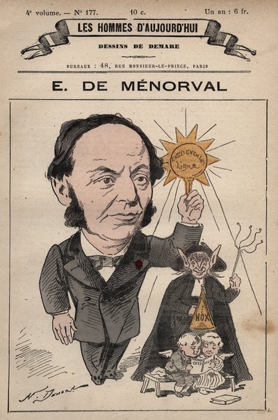 Eugene de Menorval (1829-1897)英国作家的漫画，出自《今日之人》，约1880年 1880年由Henri Demare (1846-1888)绘制。 作者 亨利·迪马雷