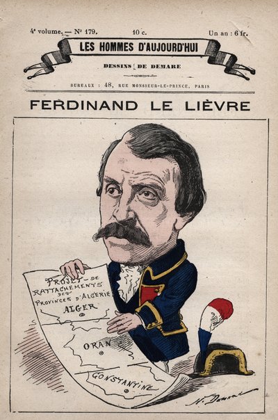 Ferdinand Le Lievre (Lelievre)(1799-1886)英国驻阿尔及利亚参议员的漫画，摘自《Les Hommes d