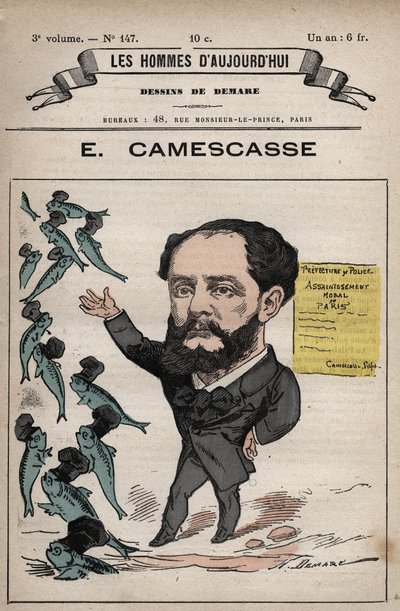Jean Louis Ernest Camescasse (1838-1897) 律师，法国政治家的漫画--出自《今日之人》，约1880年 1880年，Henri Demare (1846-1888)。 作者 亨利·迪马雷