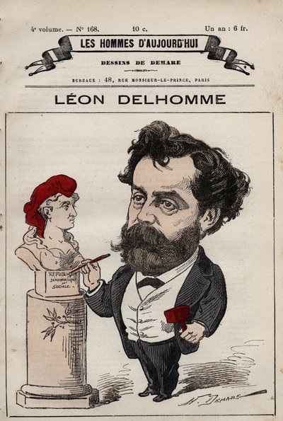 法国雕塑家Leon Alexandre Delhomme (1841-1895)的漫画，出自《今日之人》，约1880年 1880年，Henri Demare (1846-1888)创作。 作者 亨利·迪马雷