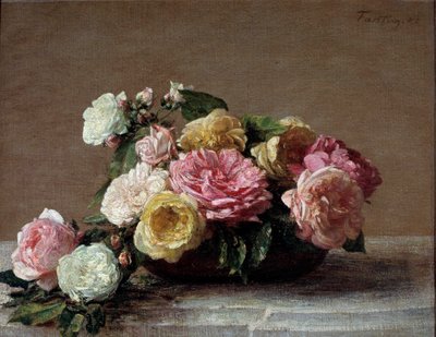 亨利·方丹·拉图尔 (Fantin-Latour) 画的杯子里的玫瑰 作者 伊格纳斯·亨利·让·范坦·拉图尔