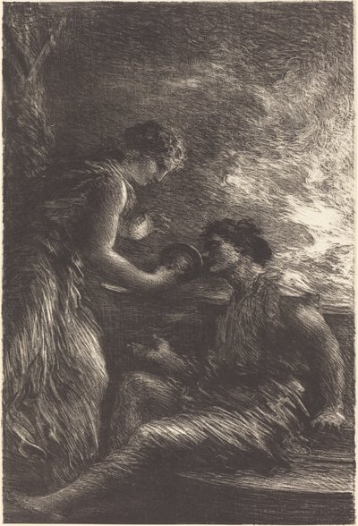 女武神》第一幕中的齐格林德和齐格蒙德 作者 Ignace Henri Jean Fantin Latour