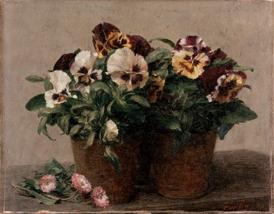 静物。三色堇和雏菊，1880年 作者 伊格纳斯·亨利·让·范坦·拉图尔