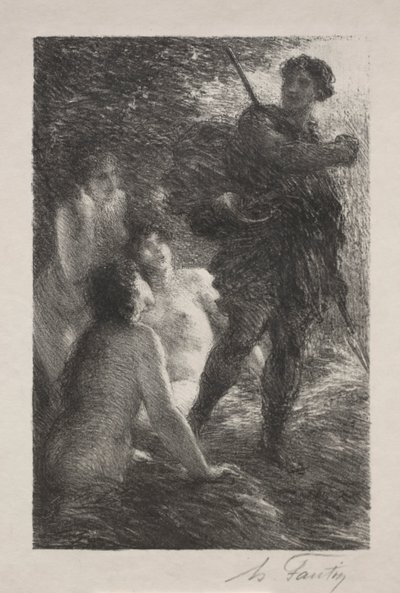 诸神的黄昏》，第三幕：西格弗里德与莱茵少女 作者 伊格纳斯·亨利·让·范坦·拉图尔