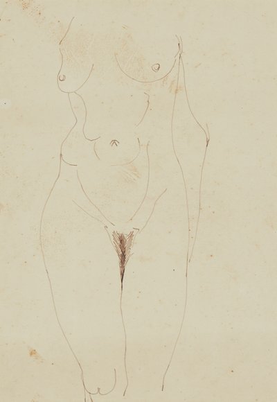 女性裸体躯干（纸上钢笔和墨水） 作者 亨利·高第·布热斯卡
