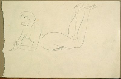 躺在地上的裸体女孩（纸上水墨画） 作者 亨利·高第·布热斯卡