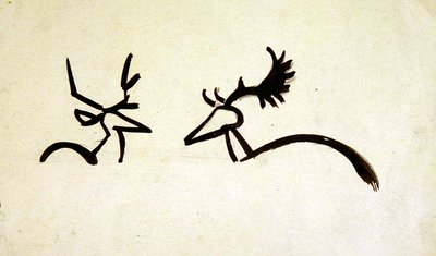 雄鹿（纸上铅笔的黑色水墨画） 作者 亨利·高第·布热斯卡