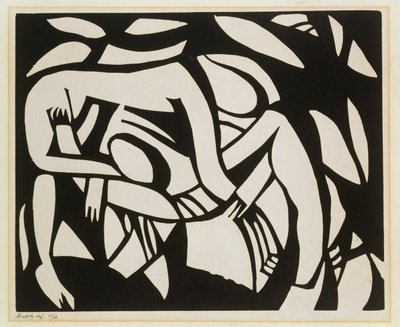 摔跤运动员，c.1914（linocut） 作者 亨利·高第·布热斯卡