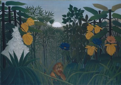 狮子的进餐，约1907年（布面油画） 作者 亨利·J·F·卢梭