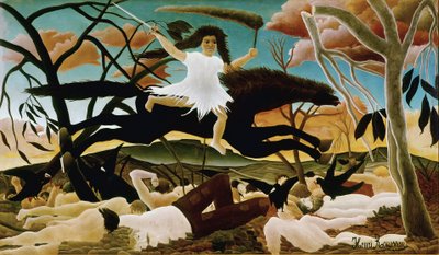 战争或骑马的不和谐 画家：亨利-卢梭（Henri Rousseau dit le Douanier Rousseau，1844-1910）。1894.太阳 114x195 巴黎，奥赛博物馆 作者 亨利·J·F·卢梭