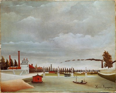 塞纳河畔。塞纳河的风景（或塞纳河岸）。画家：亨利-卢梭（Henri Rousseau dit Le Douanier Rousseau）（1844-1910年）。 作者 亨利·J·F·卢梭