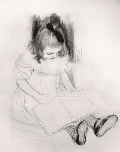 读书的女孩（纸上蜡笔） 作者 亨利·雅克·爱德华·埃弗内普尔