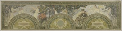 巴黎市政厅南入口沙龙草图: 绘画 - 文学 作者 亨利·让·纪尧姆·马丁
