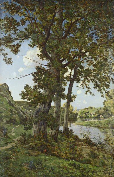 Chateau-Renard的奥克斯，1875年 作者 Henri Joseph Harpignies