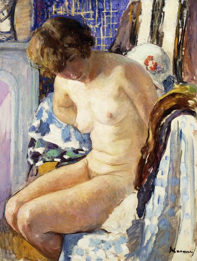 坐裸体Nu Assise， 作者 Henri Lebasque