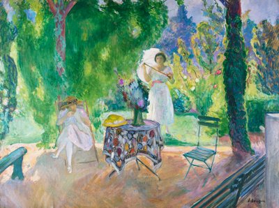夏天在花园里的两个女人，约1923年 作者 Henri Lebasque