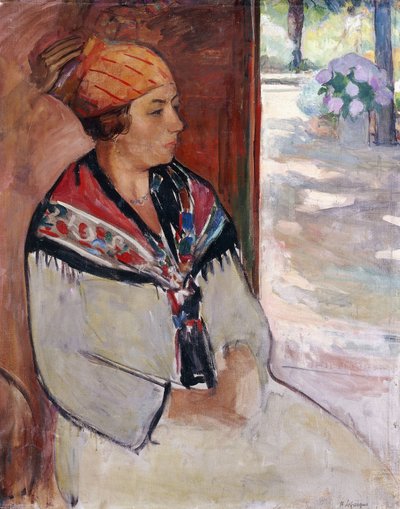 Prefailles头巾的女人； Femme au Madras a Prefailles，1922年 作者 亨利·勒巴斯克