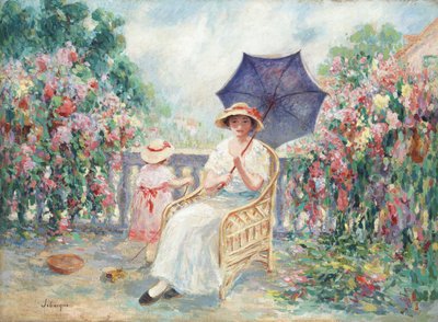 露台上的小女孩和儿童，1914-15年 作者 亨利·勒巴斯克