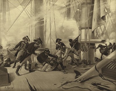 特拉法加战役，1805年（凹版印刷） 作者 Henri Louis Dupray