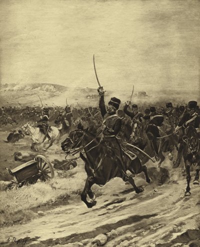 1854年巴拉克拉瓦战役轻骑兵的指控（凹版印刷） 作者 Henri Louis Dupray