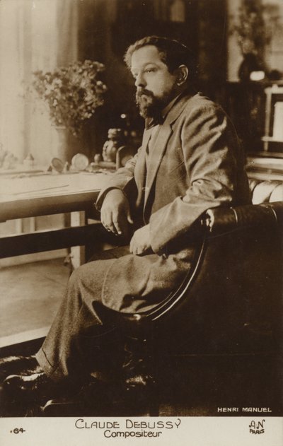 克劳德·德彪西，法国作曲家（1862-1918）（黑白照片） 作者 亨利·曼努埃尔（Henri Manuel）