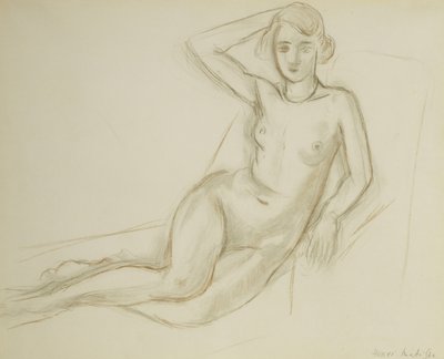 裸体坐在躺椅上; Nu Assis sur une Chaise Longue 作者 亨利·马蒂斯