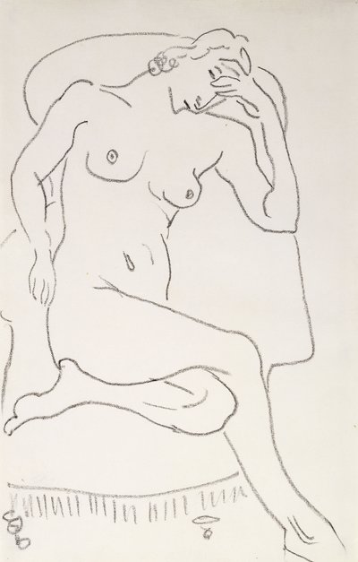 扶手椅上的裸女》，约 1922-24 年（纸上铅笔画） 作者 亨利·马蒂斯