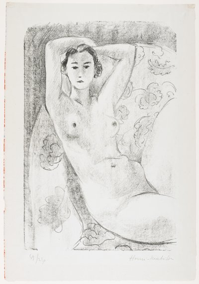 带花饰的扶手椅上的裸体坐姿 作者 亨利·马蒂斯