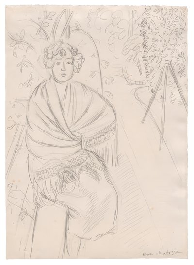 花园里披着披肩的女人 作者 亨利·马蒂斯