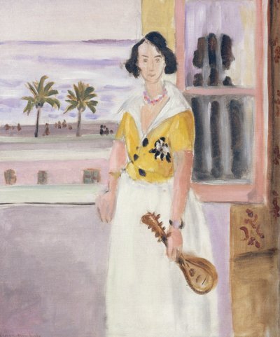 手持曼陀林的女子，约 1921-22 年（布面油画） 作者 亨利·马蒂斯