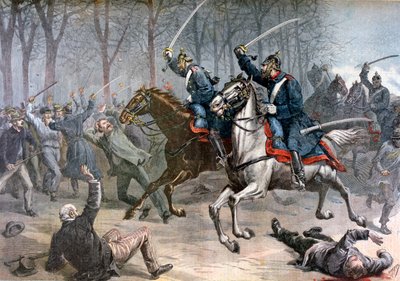 骑兵冲锋，1892年在莱比锡的德国骚乱。 作者 亨利·迈耶（Henri Meyer）