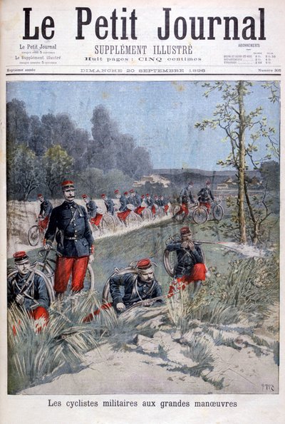 法国自行车公司进行军事演习，1896年 作者 亨利·迈耶（Henri Meyer）
