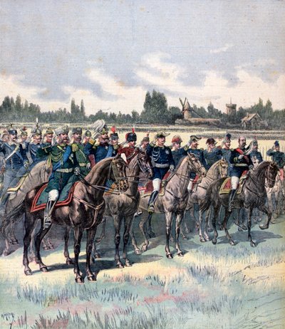 1891年7月14日与索绪尔将军和外国武官进行军事评论。 作者 亨利·迈耶（Henri Meyer）
