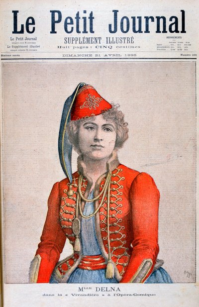 莫尔·代尔纳（Mlle Delna），1895年在喜剧歌剧中扮演前卫影帝（La Vivandiere） 作者 亨利·迈耶（Henri Meyer）