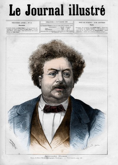 大仲马(1802-1870)的肖像 1883年《图画杂志》的封面 - 亨利-迈耶(1844-1899)的画作 作者 亨利·迈耶（Henri Meyer）