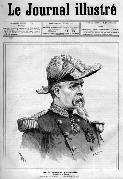 法国将军和政治家让-蒂博丹（1822-1905）的肖像--1883年《图解杂志》的封面--亨利-迈耶（1844-1899）的画作。 作者 亨利·迈耶（Henri Meyer）