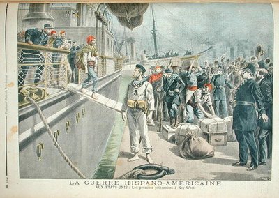 西班牙美国战争期间基韦斯特的第一批囚犯，来自Le Petit Journal，1898年5月8日 作者 亨利·迈耶（Henri Meyer）