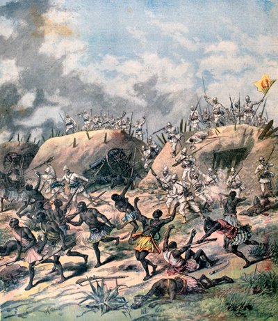 法国对卡纳的袭击，非洲达荷美，1892年 作者 亨利·迈耶（Henri Meyer）