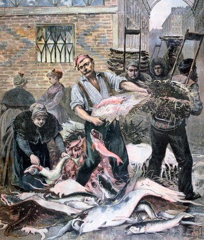 鱼市场，巴黎，1893年 作者 亨利·迈耶（Henri Meyer）