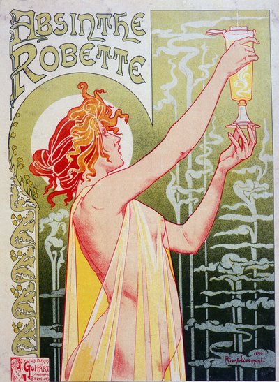 Advertising poster for “Absinthe Robette” by Privat Livemont 作者 Henri Henri Antoine Théodore Livemont