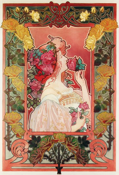 玫瑰的香味，约1890年（布面油画） 作者 亨利·安托万·西奥多·利弗蒙特