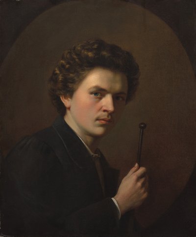 手持棍棒的自画像 作者 Henri Regnault