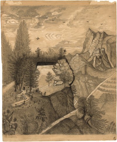 登山者爬上山间小屋 作者 亨利·卢梭