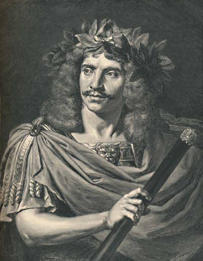 莫利埃（Molière），在庞培悲剧中扮演朱利叶斯·凯撒（Julius Caesar），1886年 作者 亨利·提里亚特