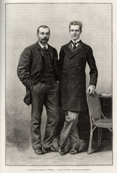 探险家加布里埃尔·邦瓦洛 (Gabriel Bonvalot)（1853-1933 年）（故事的作者）和航海摄影师亨利·德·奥尔良王子（Prince Henri d